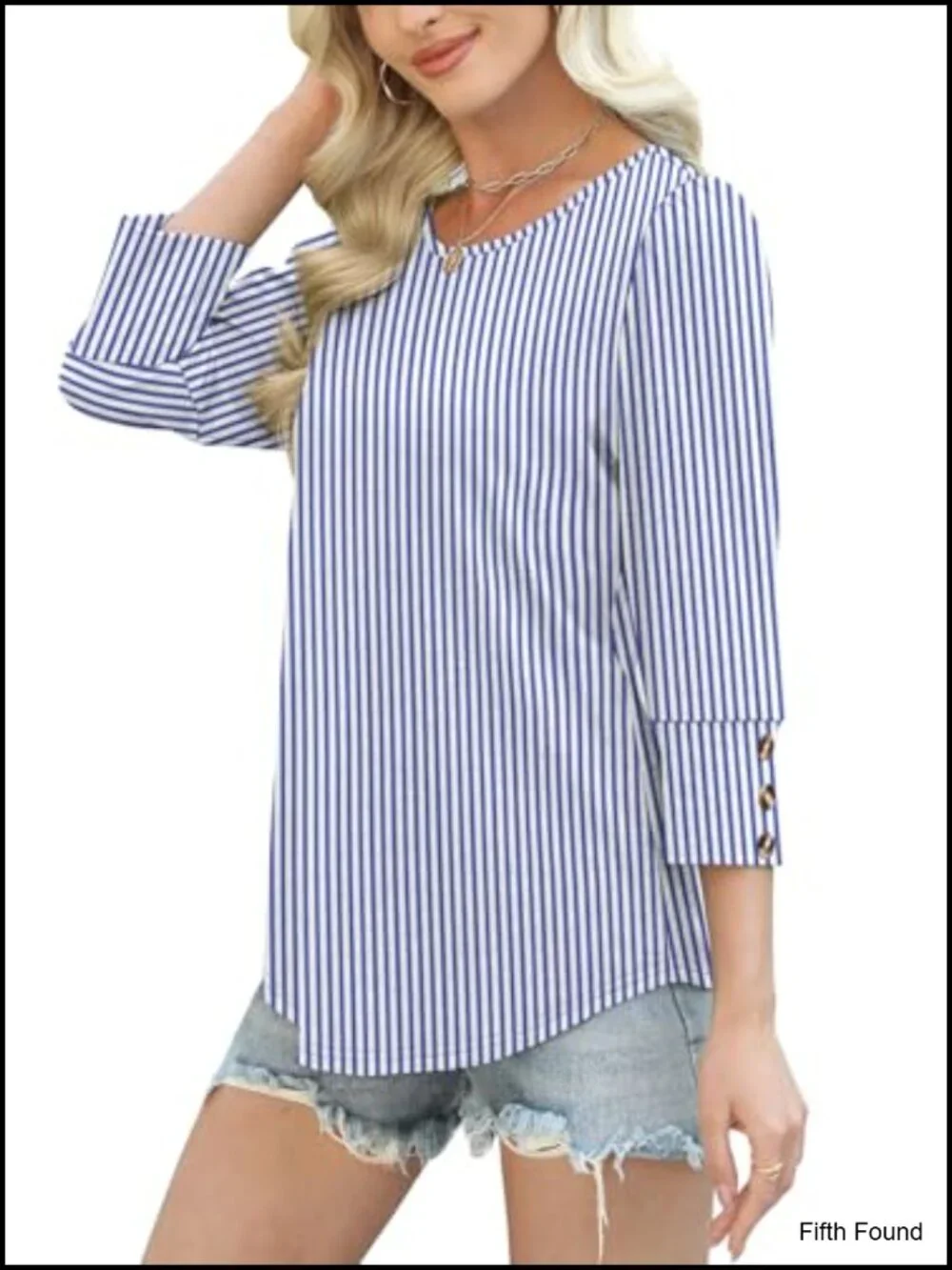 Women's 3/4 Sleeve Button Blouse - Dressy Casual Peasant Top